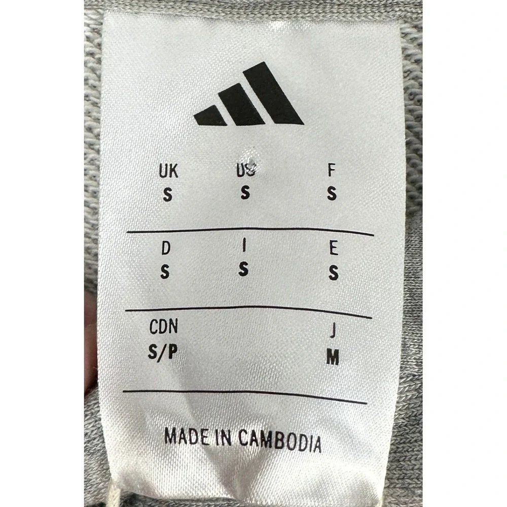 NEW Adidas Hoodie Mens Small Pullover Fleece Grey Heather Sweatshirt Logo Pocket